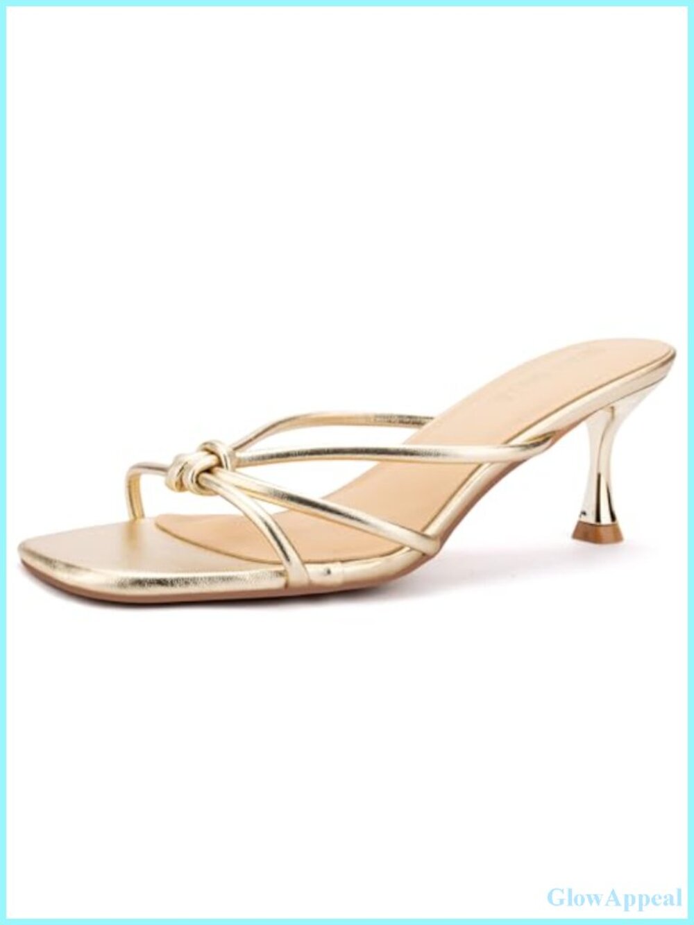 Women's Strappy Kitten Heels Square Open Toe Mules Slip On Sandals Faux Leather